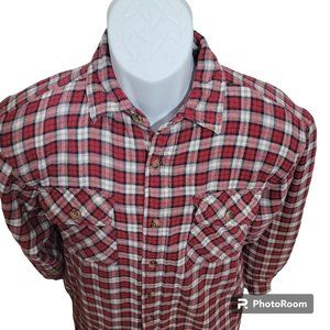 Wrangler Shirt, Men's S, Red & White Plaid Button Front, Quilted Lined, EUC
